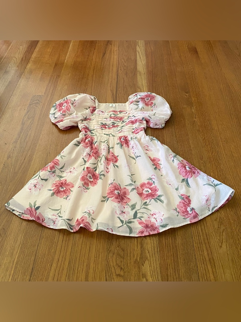 Abercrombie Kids Peony Floral Puff-Sleeve Dress